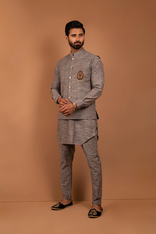 DM WC 1015 Grey Logo Waist Coat