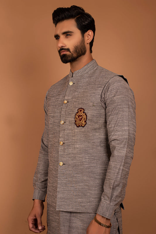 DM WC 1015 Grey Logo Waist Coat