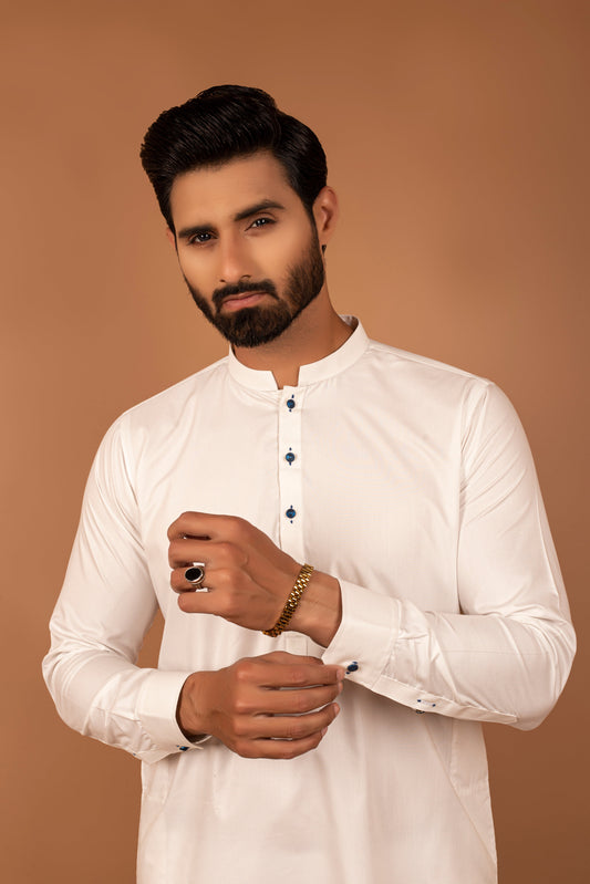DM 321 white and BLue button