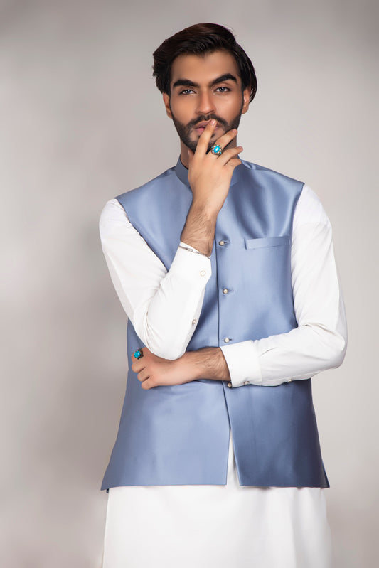 DM WC 1013 Shimmer Blue Waist Coat