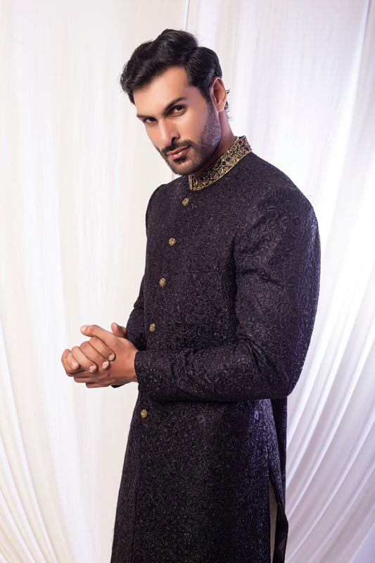 Black Knight Love Sherwani For Groom