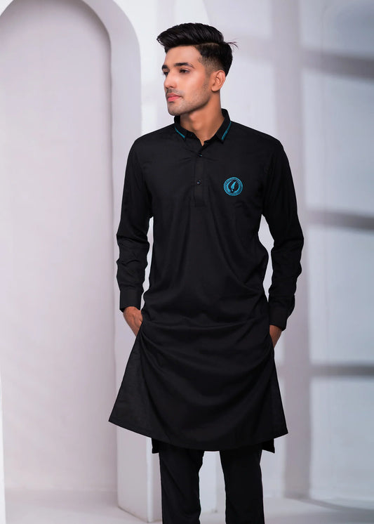DM 543 Kurta Pajama Signature Logo With Collar EMb