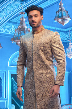 Beige Diamond Sherwani for Groom
