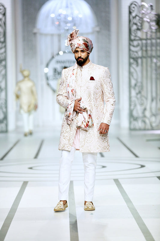 BCW 35 Pastel Pink Sherwani For Groom