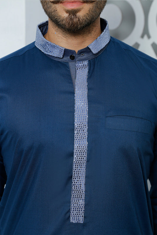 DM 451 Majestic Blue Daanyaal Menswear Kurta Shalwar For Men