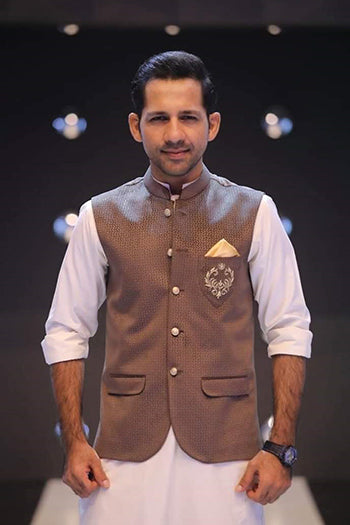 DM WC 1035 ER WC 104 Self Printed Velvet with Monogram Waist Coat