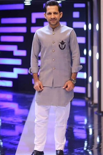 DM WC 1047 Grey HIbro Black Monogram Waist Coat