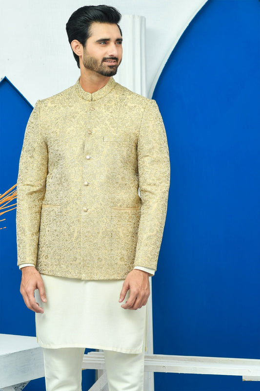 DM PC 2027 Gold Mine Gold Zari Work Prince Coat