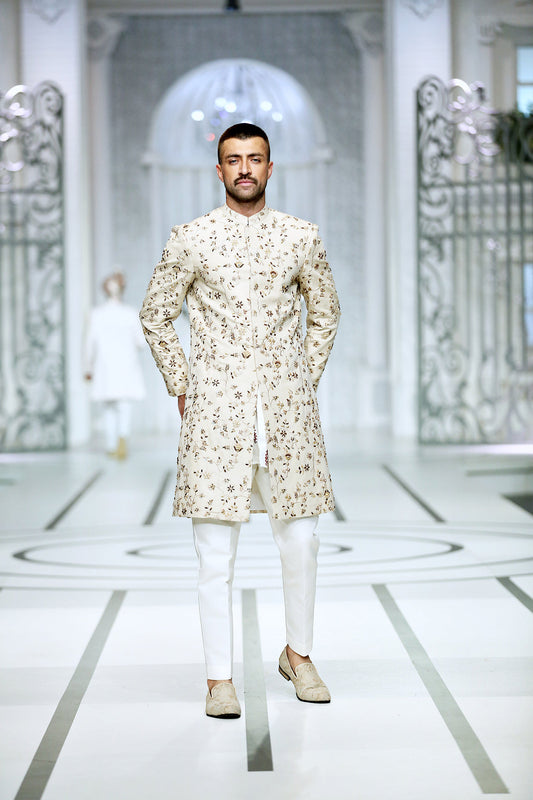 BCW 36 Pure Gold Hand Crafted Sherwani For Groom