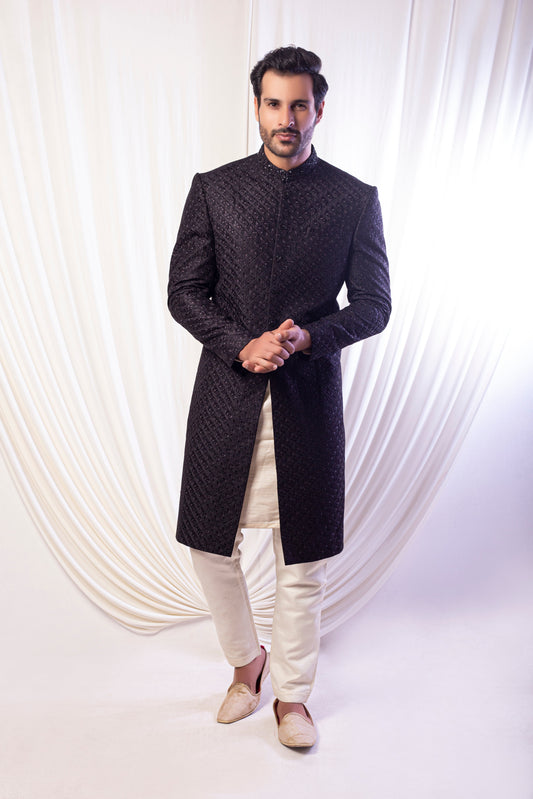 Black Saphire Sherwwani For Groom