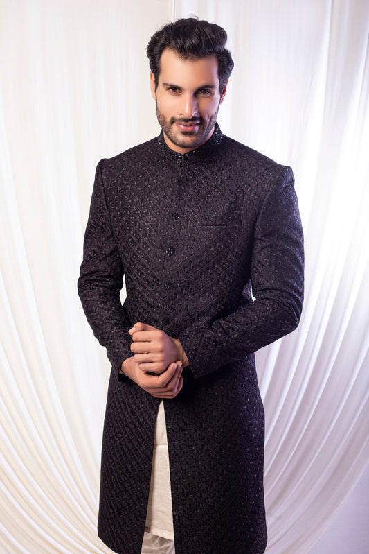Black Saphire Sherwwani For Groom