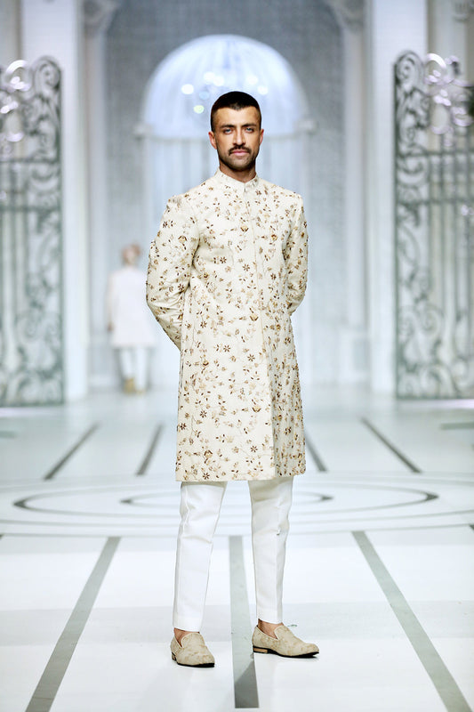 BCW 36 Pure Gold Hand Crafted Sherwani For Groom