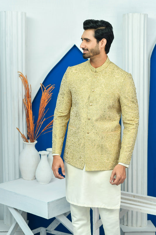 DM PC 2027 Gold Mine Gold Zari Work Prince Coat