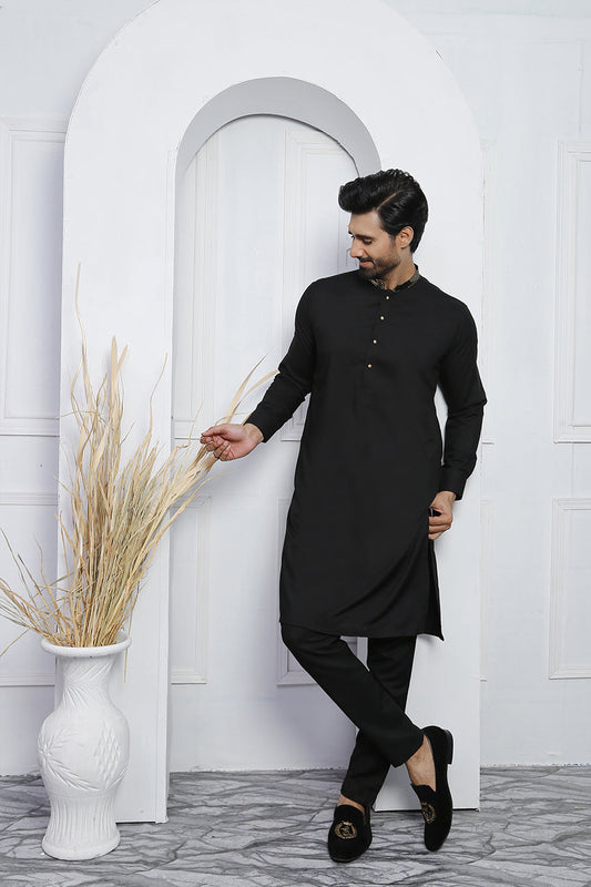 DM 459 Black Daanyaal Menswear Kurta Pajama For Men