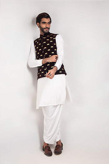 DM WC 1012 Brown Logo Lion Embroided Waist Coat