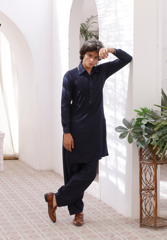 DM 795 Navy Blue Formal Shalwar Kameez