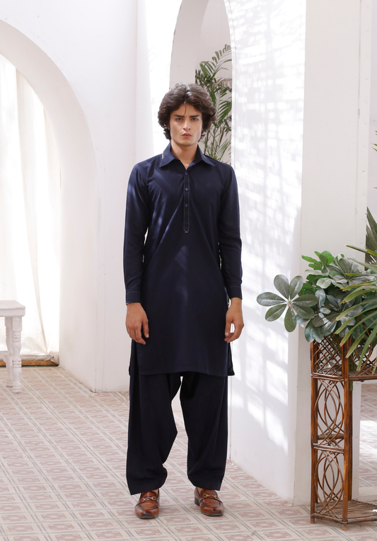 DM 795 Navy Blue Formal Shalwar Kameez