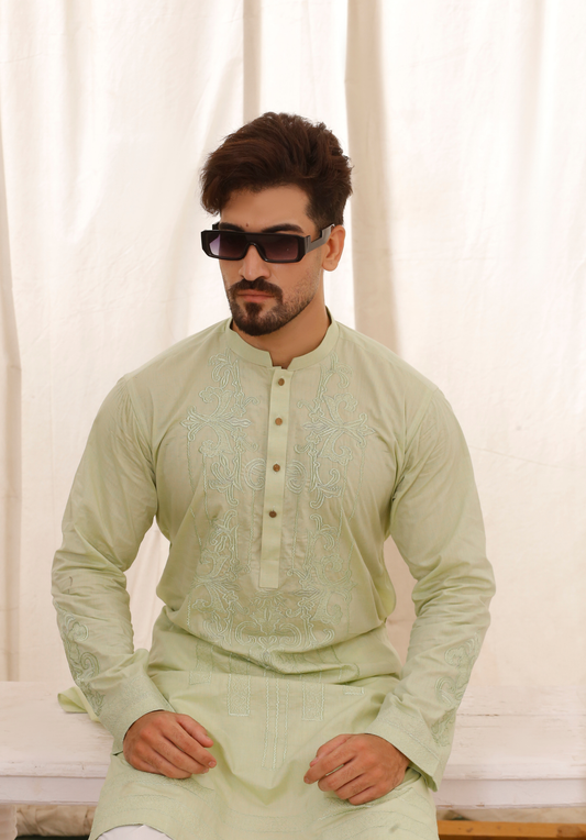 DM 758 Sea Green Chikankari Kurta Pajama