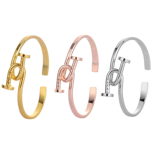 Rose Gold oval bangle bracelet
