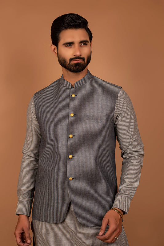 DM WC 1026 Grey Formal Waist Coat