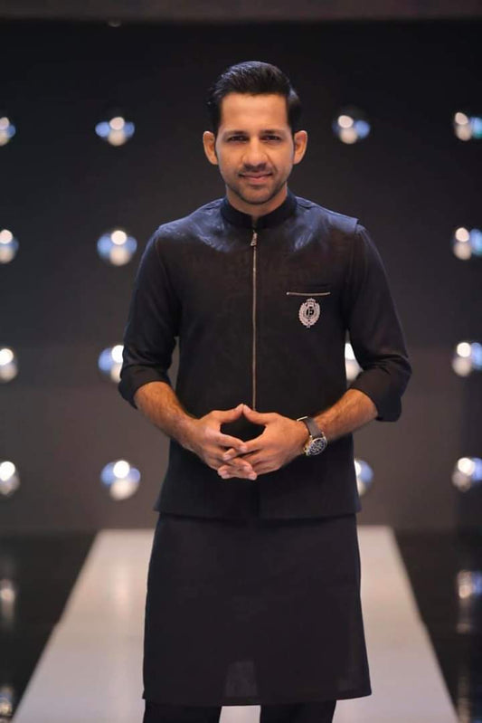 DM WC 1045 Black Jacket Style Waist Coat