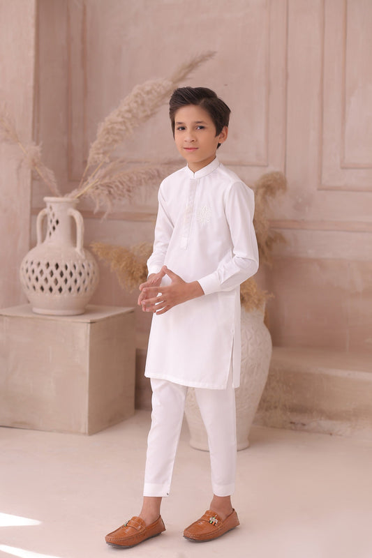 DMW White Junior Kurta Pajama Suit