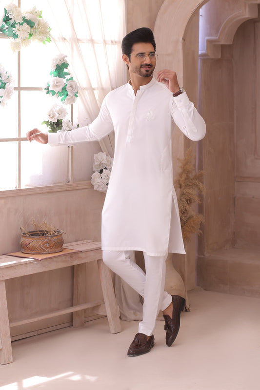 DM 701 White Kurta Pajama For Men