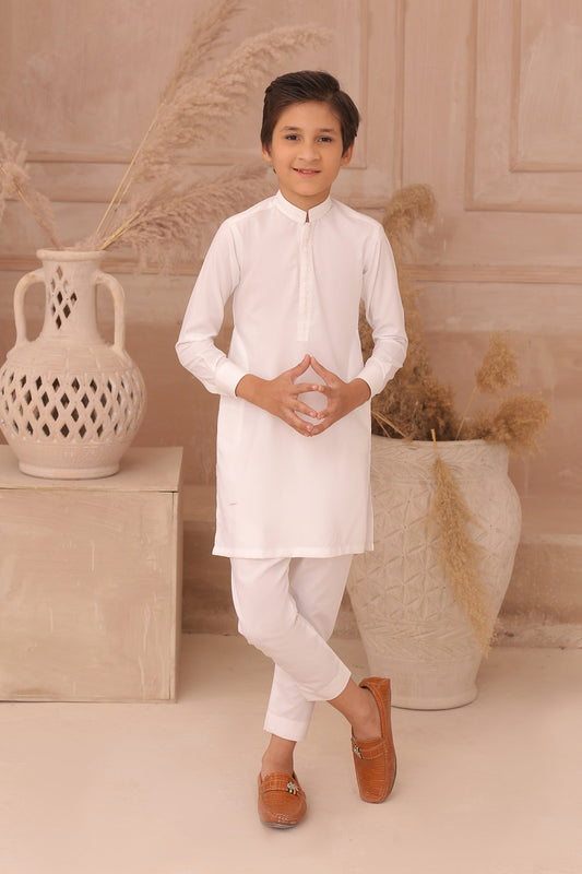 DMW White Junior Kurta Pajama Suit
