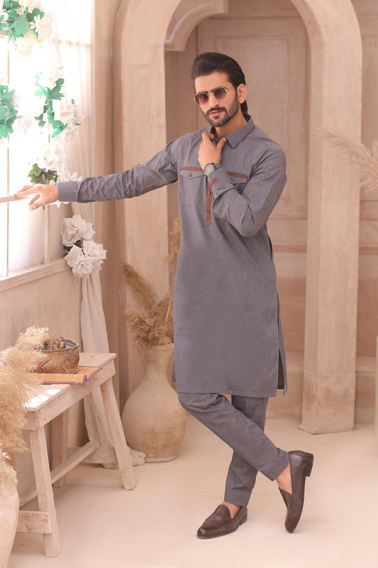 DM 691 Grey Men's Kurta Pajama