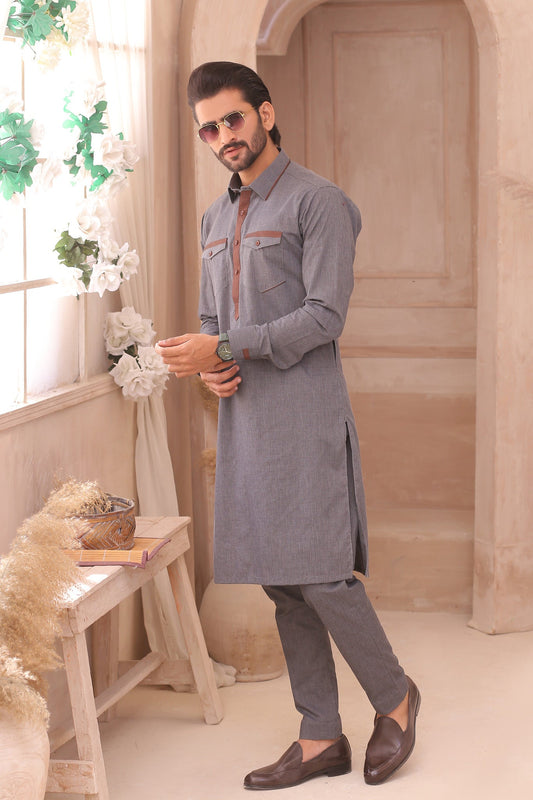 DM 691 Grey Men's Kurta Pajama