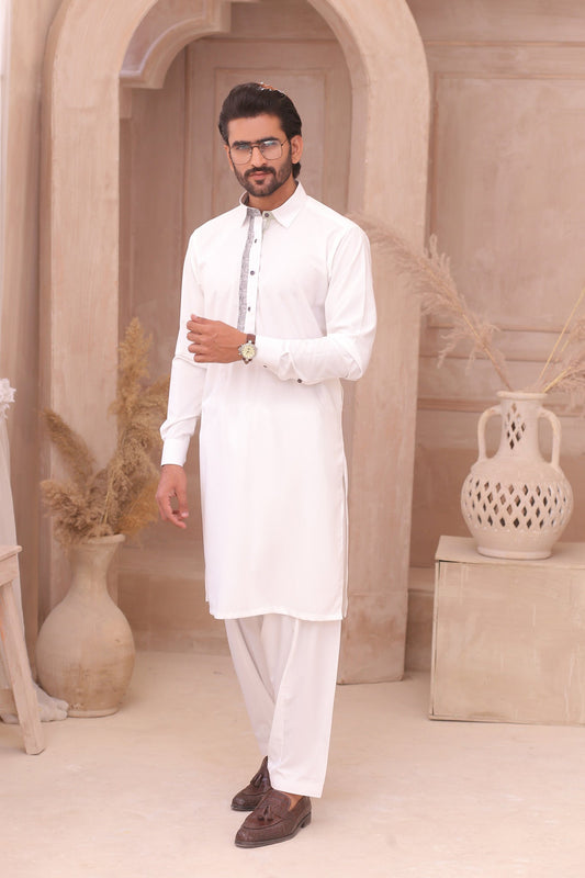 DM 698 White Shalwar Kameez