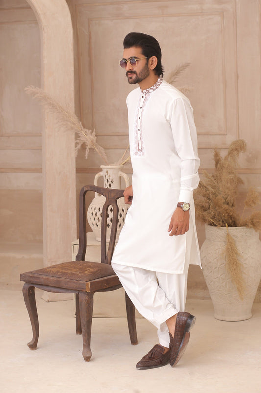 DM 702 White Shalwar Kameez