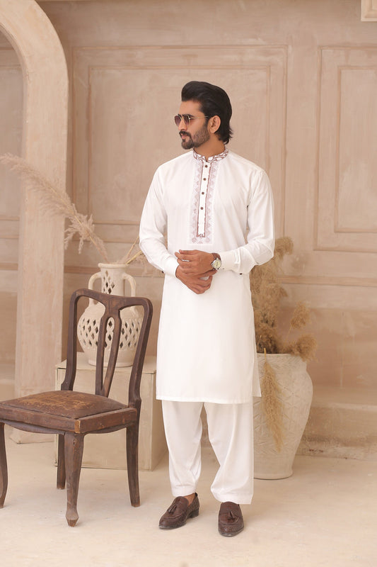 DM 702 White Shalwar Kameez