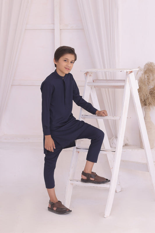 DMW Plain Blue Junior Kurta Pajama Suit