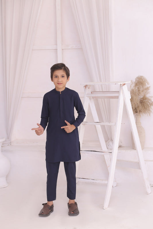 DMW Plain Blue Junior Kurta Pajama Suit