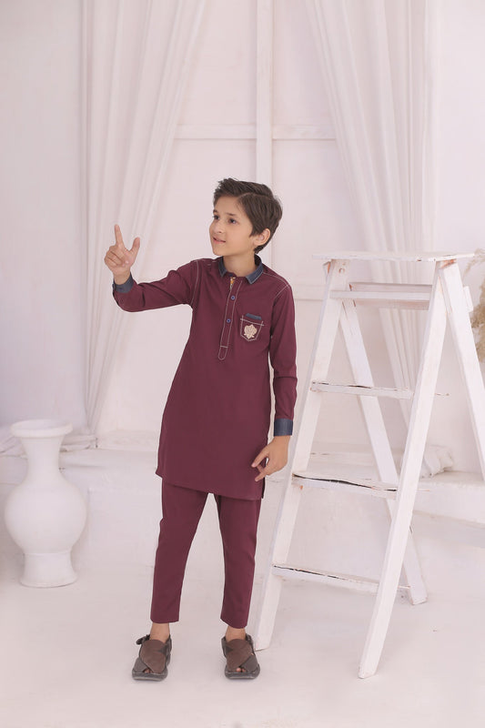 DMW Maroon Junior Kurta Pajama Suit