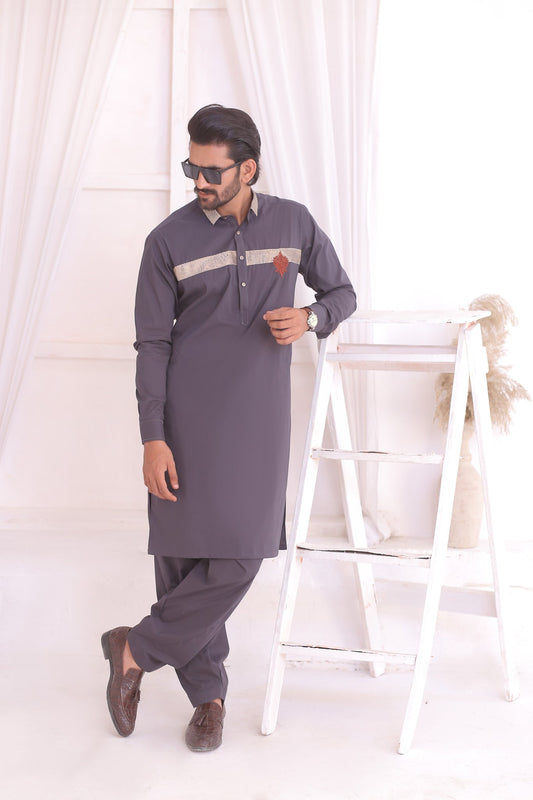 DM 687 Grey Shalwar Kameez