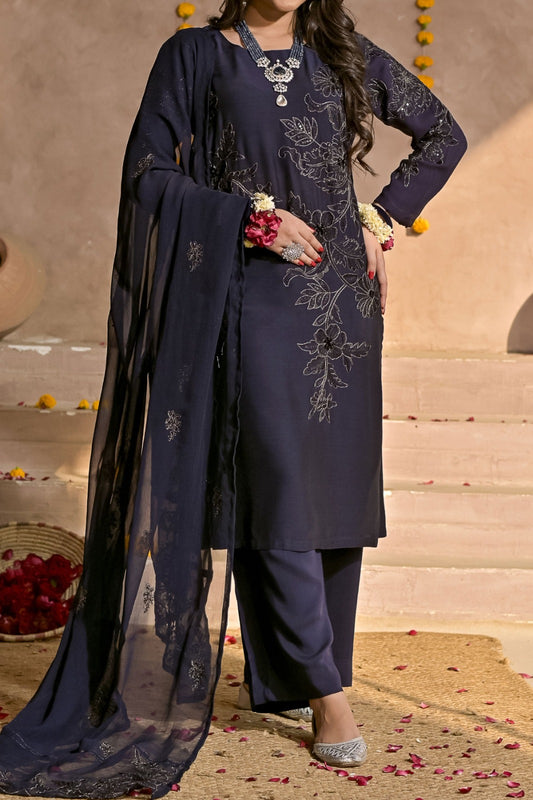 WOMEN'S-3 PIECE EMBROIDERY VISCOSE