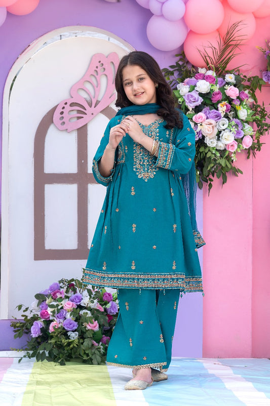 chikankari sequin embroidered frock