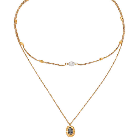 Fashion Retro Twin Double-layer Pearl Necklace