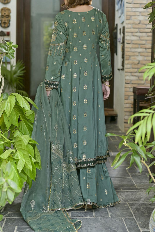 Sage Green Embroidery with Sequin Frock
