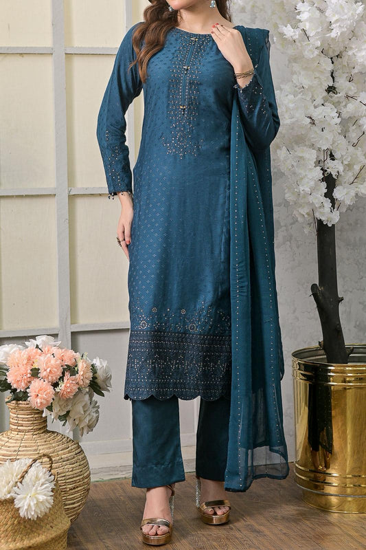 WOMEN'S-3 PIECE EMBROIDERY VISCOSE| VS-580